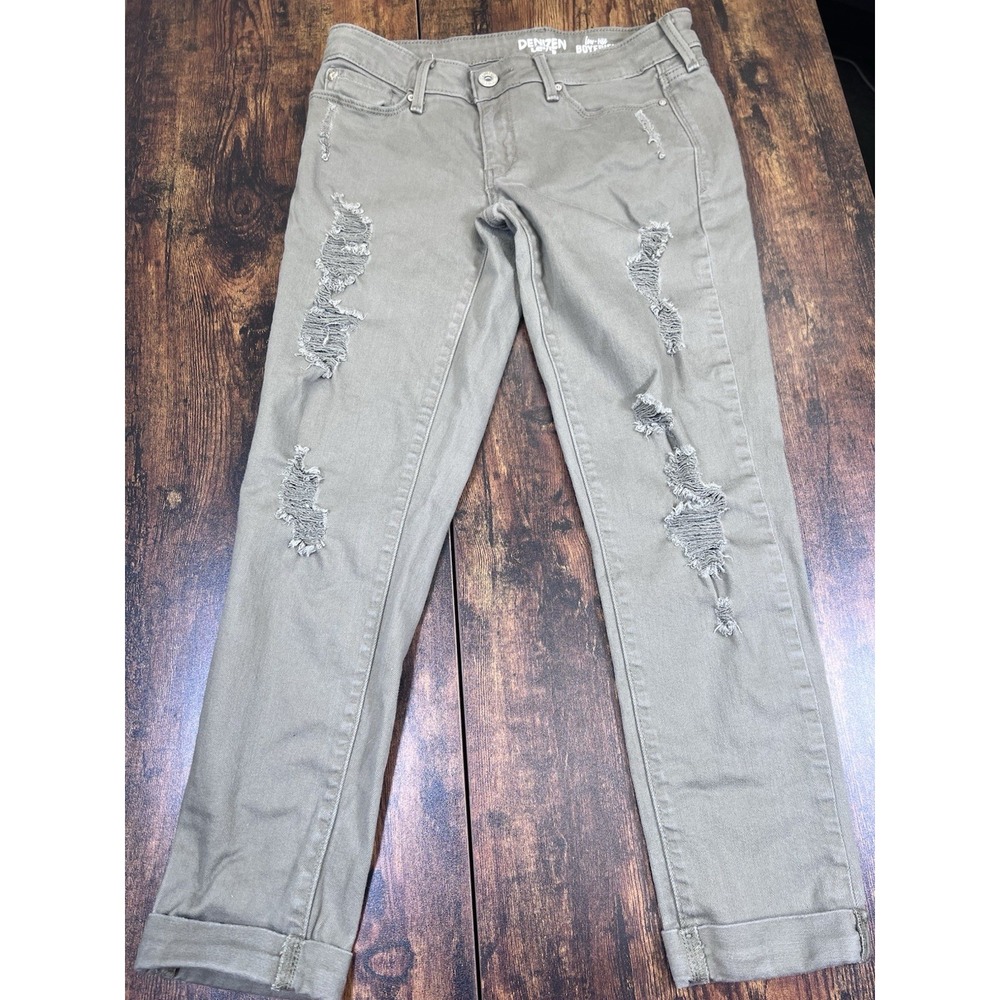 Levi Jeans Womens Large Denizen Ripped Low Rise Boyfriend Cuffed Capri Green